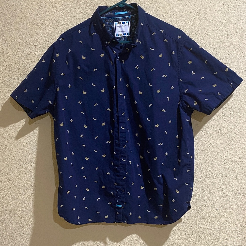 Denim & Flower Dark Blue Shirt with White Accents
